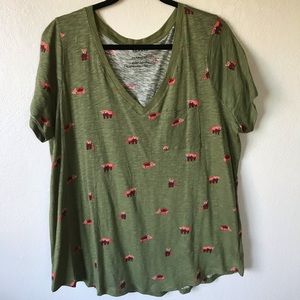 torrid green red panda heritage slub knit pocket tee